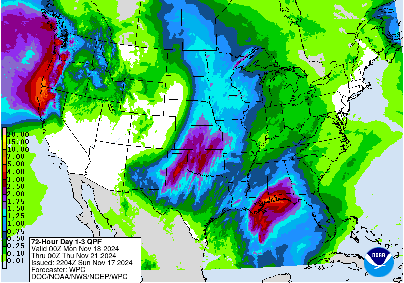 Weather Prediction Center Day 1 to 3 Precipitation Forecast