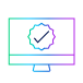 a computer monitor with a checkmark